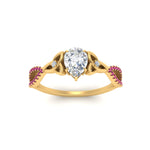Load image into Gallery viewer, entwined-celtic-pear-shaped-love-knot-pink-sapphire-engagement-ring-in-yellow-gold-FD9306PERGSADRPI-NL-YG

