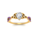 Load image into Gallery viewer, entwined-celtic-pear-shaped-love-knot-purple-topaz-engagement-ring-in-yellow-gold-FD9306PERGVITO-NL-YG
