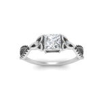 Load image into Gallery viewer, entwined-celtic-princess-cut-love-knot-black-diamond-engagement-ring-in-white-gold-FD9306PRRGBLACK-NL-WG
