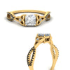 Load image into Gallery viewer, entwined-celtic-princess-cut-love-knot-black-diamond-engagement-ring-in-yellow-gold-FD9306PRRGBLACK-NL-YG