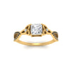 Load image into Gallery viewer, entwined-celtic-princess-cut-love-knot-black-diamond-engagement-ring-in-yellow-gold-FD9306PRRGBLACK-NL-YG