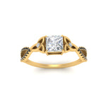 Load image into Gallery viewer, entwined-celtic-princess-cut-love-knot-black-diamond-engagement-ring-in-yellow-gold-FD9306PRRGBLACK-NL-YG
