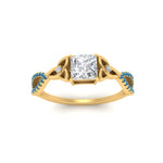 Load image into Gallery viewer, entwined-celtic-princess-cut-love-knot-blue-topaz-engagement-ring-in-yellow-gold-FD9306PRRGICBLTO-NL-YG
