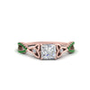 Load image into Gallery viewer, entwined-celtic-princess-cut-love-knot-emerald-engagement-ring-in-rose-gold-FD9306PRRGEMGR-NL-RG