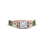 Load image into Gallery viewer, entwined-celtic-princess-cut-love-knot-emerald-engagement-ring-in-rose-gold-FD9306PRRGEMGR-NL-RG
