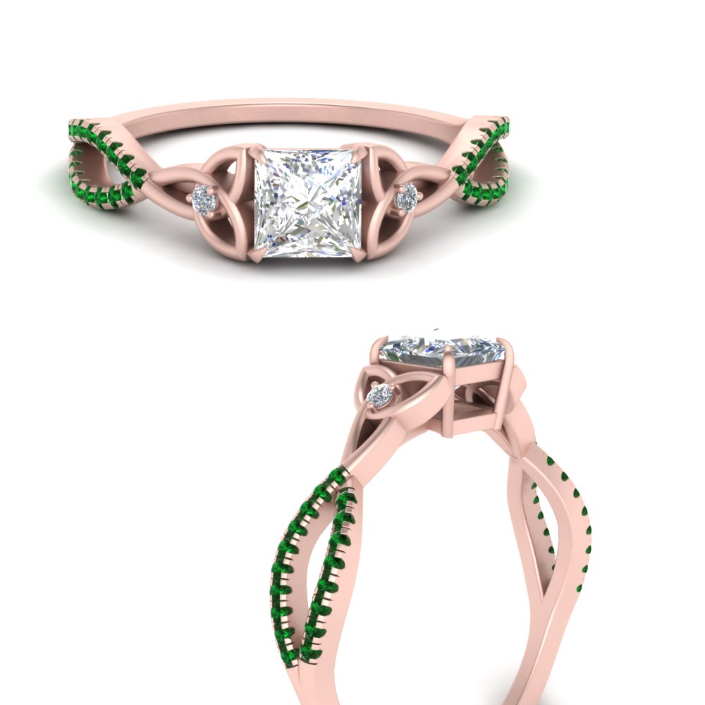 entwined-celtic-princess-cut-love-knot-emerald-engagement-ring-in-rose-gold-FD9306PRRGEMGR-NL-RG