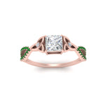 Load image into Gallery viewer, entwined-celtic-princess-cut-love-knot-emerald-engagement-ring-in-rose-gold-FD9306PRRGEMGR-NL-RG
