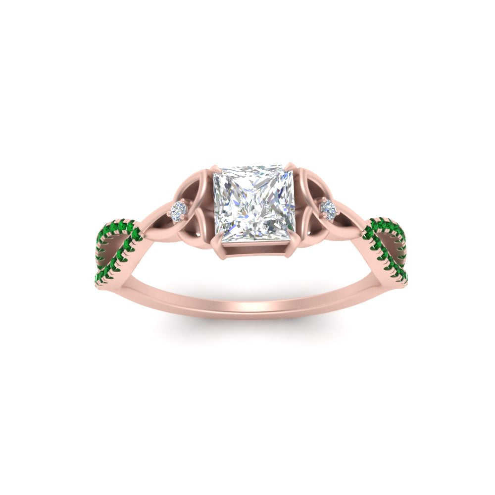 entwined-celtic-princess-cut-love-knot-emerald-engagement-ring-in-rose-gold-FD9306PRRGEMGR-NL-RG