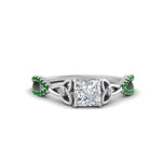 Load image into Gallery viewer, entwined-celtic-princess-cut-love-knot-emerald-engagement-ring-in-white-gold-FD9306PRRGEMGR-NL-WG
