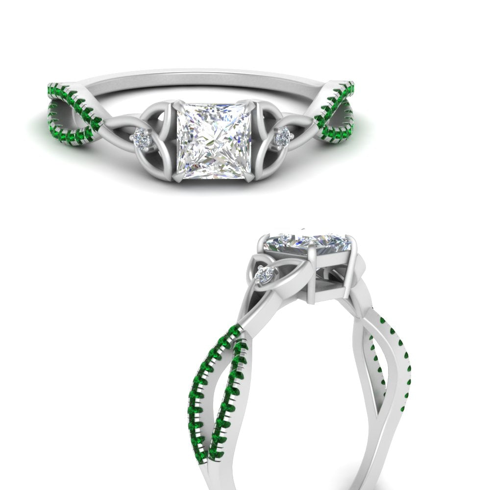 entwined-celtic-princess-cut-love-knot-emerald-engagement-ring-in-white-gold-FD9306PRRGEMGR-NL-WG