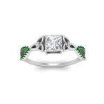 Load image into Gallery viewer, entwined-celtic-princess-cut-love-knot-emerald-engagement-ring-in-white-gold-FD9306PRRGEMGR-NL-WG
