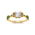 Load image into Gallery viewer, entwined-celtic-princess-cut-love-knot-emerald-engagement-ring-in-yellow-gold-FD9306PRRGEMGR-NL-YG
