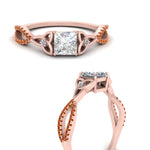Load image into Gallery viewer, entwined-celtic-princess-cut-love-knot-orange-sapphire-engagement-ring-in-rose-gold-FD9306PRRGSAOR-NL-RG
