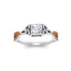Load image into Gallery viewer, entwined-celtic-princess-cut-love-knot-orange-sapphire-engagement-ring-in-white-gold-FD9306PRRGSAOR-NL-WG