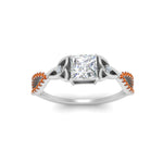 Load image into Gallery viewer, entwined-celtic-princess-cut-love-knot-orange-sapphire-engagement-ring-in-white-gold-FD9306PRRGSAOR-NL-WG

