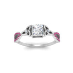 Load image into Gallery viewer, entwined-celtic-princess-cut-love-knot-pink-sapphire-engagement-ring-in-white-gold-FD9306PRRGSADRPI-NL-WG
