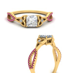 Load image into Gallery viewer, entwined-celtic-princess-cut-love-knot-pink-sapphire-engagement-ring-in-yellow-gold-FD9306PRRGSADRPI-NL-YG
