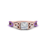 Load image into Gallery viewer, entwined-celtic-princess-cut-love-knot-purple-topaz-engagement-ring-in-rose-gold-FD9306PRRGVITO-NL-RG
