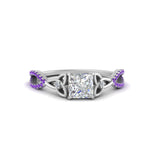 Load image into Gallery viewer, entwined-celtic-princess-cut-love-knot-purple-topaz-engagement-ring-in-white-gold-FD9306PRRGVITO-NL-WG
