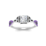 Load image into Gallery viewer, entwined-celtic-princess-cut-love-knot-purple-topaz-engagement-ring-in-white-gold-FD9306PRRGVITO-NL-WG
