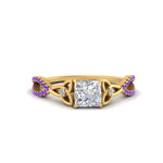Load image into Gallery viewer, entwined-celtic-princess-cut-love-knot-purple-topaz-engagement-ring-in-yellow-gold-FD9306PRRGVITO-NL-YG
