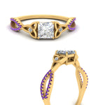 Load image into Gallery viewer, entwined-celtic-princess-cut-love-knot-purple-topaz-engagement-ring-in-yellow-gold-FD9306PRRGVITO-NL-YG
