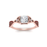 Load image into Gallery viewer, entwined-celtic-princess-cut-love-knot-ruby-engagement-ring-in-rose-gold-FD9306PRRGRUDR-NL-RG
