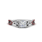 Load image into Gallery viewer, entwined-celtic-princess-cut-love-knot-ruby-engagement-ring-in-white-gold-FD9306PRRGRUDR-NL-WG
