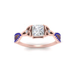 Load image into Gallery viewer, entwined-celtic-princess-cut-love-knot-sapphire-engagement-ring-in-rose-gold-FD9306PRRGSABL-NL-RG
