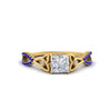 Load image into Gallery viewer, entwined-celtic-princess-cut-love-knot-sapphire-engagement-ring-in-yellow-gold-FD9306PRRGSABL-NL-YG
