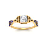 Load image into Gallery viewer, entwined-celtic-princess-cut-love-knot-sapphire-engagement-ring-in-yellow-gold-FD9306PRRGSABL-NL-YG
