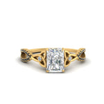 Load image into Gallery viewer, entwined-celtic-radiant-cut-love-knot-black-diamond-engagement-ring-in-yellow-gold-FD9306RARGBLACK-NL-YG