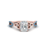 Load image into Gallery viewer, entwined-celtic-radiant-cut-love-knot-blue-topaz-engagement-ring-in-rose-gold-FD9306RARGICBLTO-NL-RG
