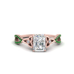 Load image into Gallery viewer, entwined-celtic-radiant-cut-love-knot-emerald-engagement-ring-in-rose-gold-FD9306RARGEMGR-NL-RG
