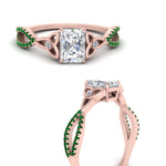 Load image into Gallery viewer, entwined-celtic-radiant-cut-love-knot-emerald-engagement-ring-in-rose-gold-FD9306RARGEMGR-NL-RG
