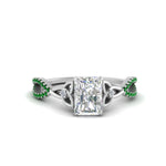 Load image into Gallery viewer, entwined-celtic-radiant-cut-love-knot-emerald-engagement-ring-in-white-gold-FD9306RARGEMGR-NL-WG