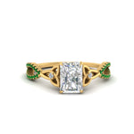 Load image into Gallery viewer, entwined-celtic-radiant-cut-love-knot-emerald-engagement-ring-in-yellow-gold-FD9306RARGEMGR-NL-YG
