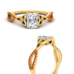 Load image into Gallery viewer, entwined-celtic-radiant-cut-love-knot-orange-sapphire-engagement-ring-in-yellow-gold-FD9306RARGSAOR-NL-YG
