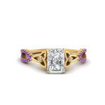 Load image into Gallery viewer, entwined-celtic-radiant-cut-love-knot-purple-topaz-engagement-ring-in-yellow-gold-FD9306RARGVITO-NL-YG

