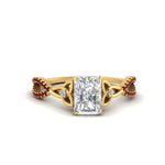 Load image into Gallery viewer, entwined-celtic-radiant-cut-love-knot-ruby-engagement-ring-in-yellow-gold-FD9306RARGRUDR-NL-YG
