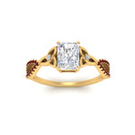 Load image into Gallery viewer, entwined-celtic-radiant-cut-love-knot-ruby-engagement-ring-in-yellow-gold-FD9306RARGRUDR-NL-YG
