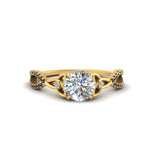 Load image into Gallery viewer, entwined-celtic-round-cut-love-knot-black-diamond-engagement-ring-in-yellow-gold-FD9306RORGBLACK-NL-YG
