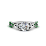 Load image into Gallery viewer, entwined-celtic-round-cut-love-knot-emerald-engagement-ring-in-white-gold-FD9306RORGEMGR-NL-WG
