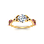 Load image into Gallery viewer, entwined-celtic-round-cut-love-knot-pink-sapphire-engagement-ring-in-yellow-gold-FD9306RORGSADRPI-NL-YG
