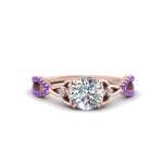Load image into Gallery viewer, entwined-celtic-round-cut-love-knot-purple-topaz-engagement-ring-in-rose-gold-FD9306RORGVITO-NL-RG
