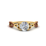Load image into Gallery viewer, entwined-celtic-round-cut-love-knot-ruby-engagement-ring-in-yellow-gold-FD9306RORGRUDR-NL-YG
