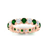 Load image into Gallery viewer, eternity-east-west-bezel-set-2.85-carat-diamond-and-emerald-wedding-band-in-rose-gold-FD8072ROBGEMGRANGLE5-2.85CT-NL-RG?v=1751956636