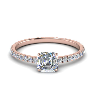 Eternity Asscher Diamond Hidden Halo Engagement Ring