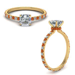 Load image into Gallery viewer, eternity-hidden-halo-asscher-cut-diamond-engagement-ring-with-orange-sapphire-in-FD-9168ASRGSAORANGLE3-NL-YG
