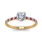Load image into Gallery viewer, eternity-hidden-halo-asscher-cut-diamond-engagement-ring-with-pink-sapphire-in-FD-9168ASRGSADRPIANGLE3-NL-YG
